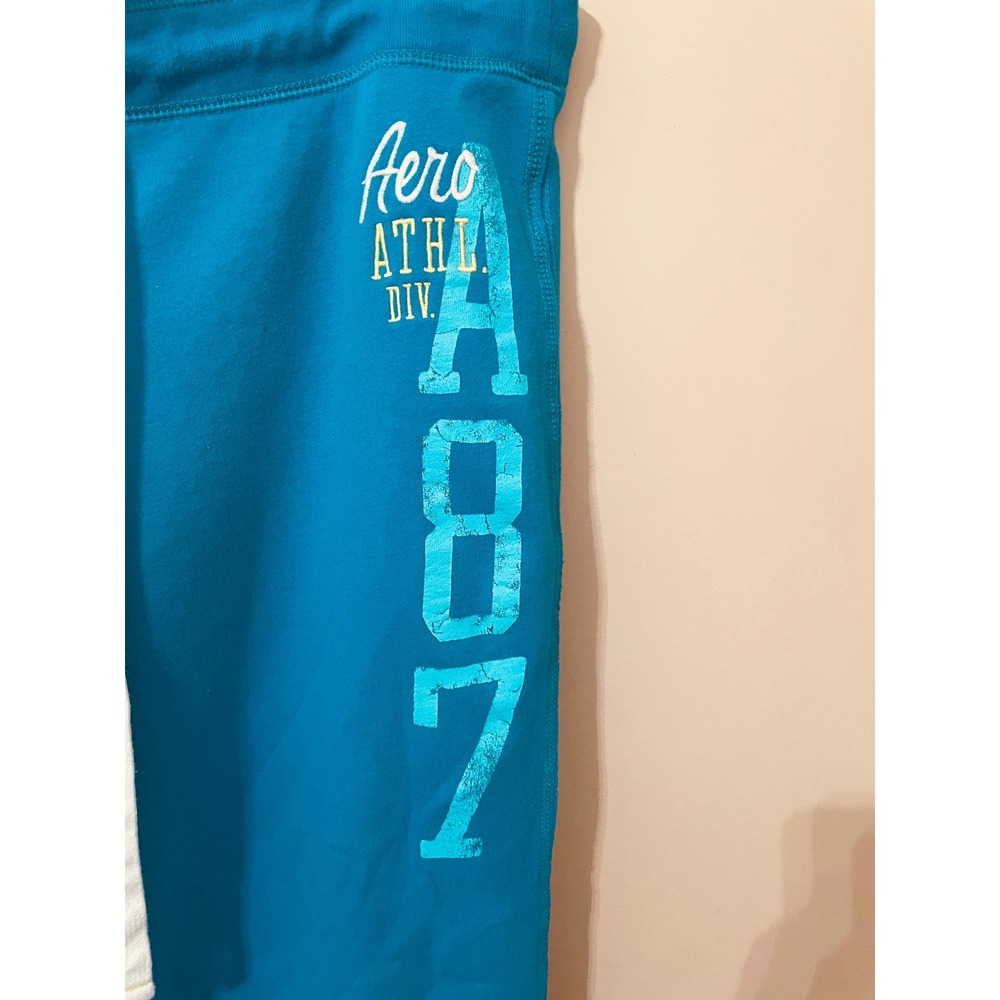 Aeropostale Vtg Y2K Teal Blue Aero Athl Div A87 Wide Leg Sweatpants Size L - Picture 3 of 7